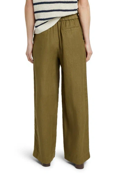 Shop Faherty Monterey Linen Pants In Military Olive