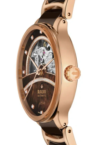 Rado Centrix Diamonds Open Heart Automatic Watch, 35mm In Brown
