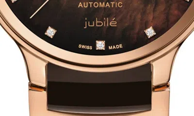 Shop Rado Centrix Open Heart Superjubile Diamond Bracelet Watch, 35mm In Brown