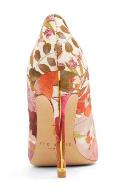 Shop Ted Baker Cara Icon Pointed Toe Pump In Bright Multi White Pink
