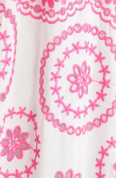 Shop Chelsea28 Embroidered Eyelet Smocked Sleeveless Maxi Sundress In Ivory- Pink
