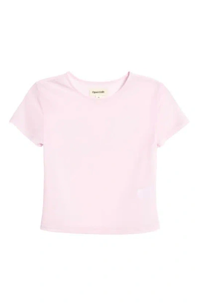 Shop Open Edit Sheer Short Sleeve Top In Pink Pirouette