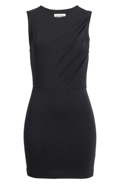 Shop Open Edit Pleated Sleeveless Minidress In Black