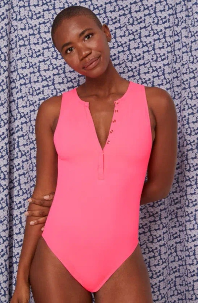 Andie Malibu One-piece Swimsuit In Neon Grapefruit