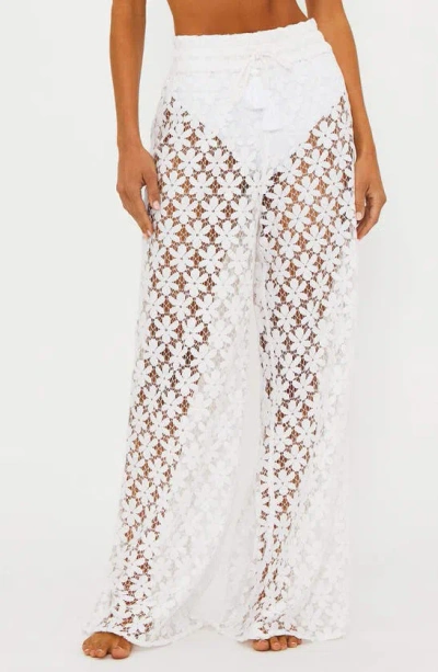 Shop Beach Riot Foster Wide Leg Lace Cover-up Pants In White