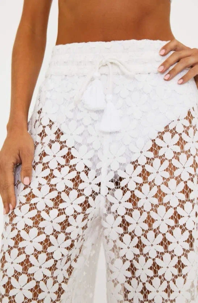 Shop Beach Riot Foster Wide Leg Lace Cover-up Pants In White
