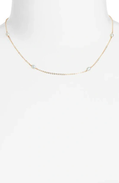 Nashelle Cultured Freshwater Pearl Station Necklace In Yellow Gold Fill