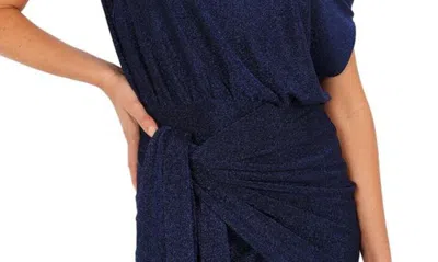 Petal And Pup Petal & Pup Santiago One-shoulder Shimmer Knit Minidress In Blue