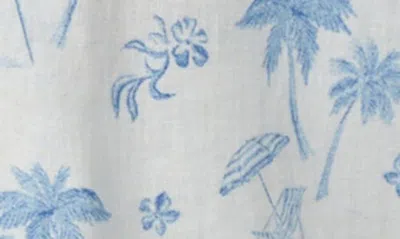 Shop Ben Sherman Resort Tropical Print Linen & Cotton Camp Shirt In Ivory Blue
