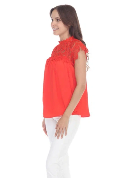 Shop Rain Airflow Lace Top In Poppy Red
