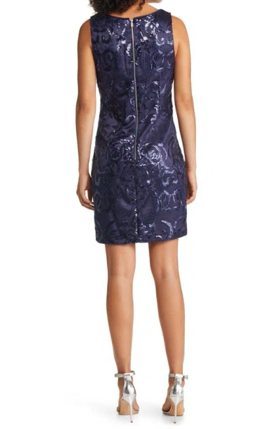 Shop Vince Camuto Sequin Sleeveless Sheath Dress In Navy