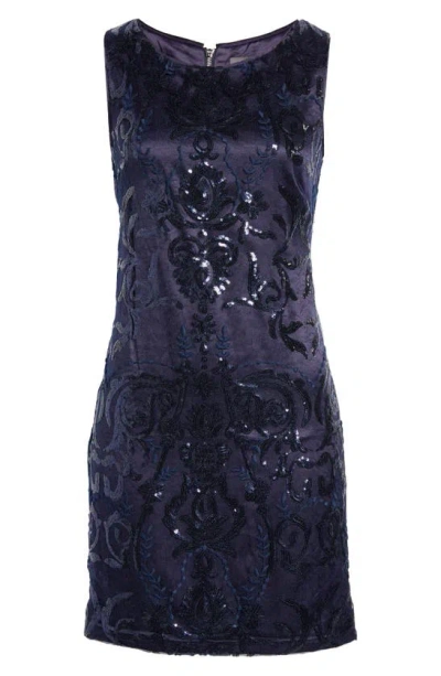 Shop Vince Camuto Sequin Sleeveless Sheath Dress In Navy