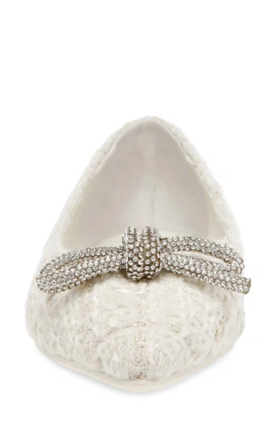 Shop Steve Madden Elina Crystal Bow Pointed Toe Ballet Flat In Natural Multi