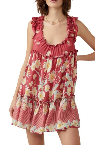 Shop Free People Bali Wild Daisy Minidress In Renaissance Red Comb