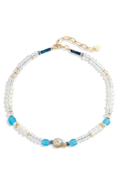 Shop Nakamol Chicago Clear Mix Pearl Necklace In Blue/ Clear Mix