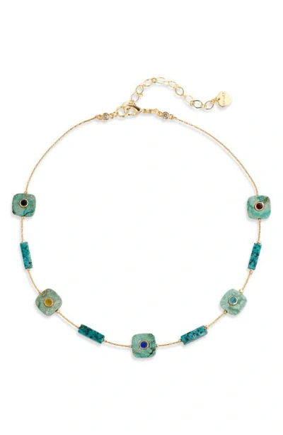 Shop Nakamol Chicago Stone Station Necklace In Turquoise
