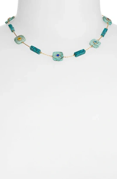 Shop Nakamol Chicago Stone Station Necklace In Turquoise