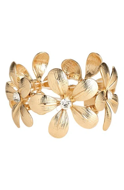 Shop Tasha Flower Station Bracelet In Gold/ Crystal