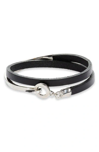 Shop Area Stars Faux Leather Wrap Bracelet In Black