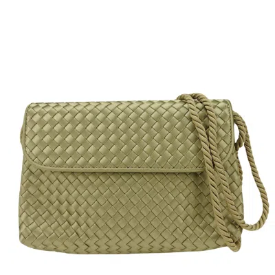 Shop Bottega Veneta Intrecciato Khaki Synthetic Shoulder Bag ()