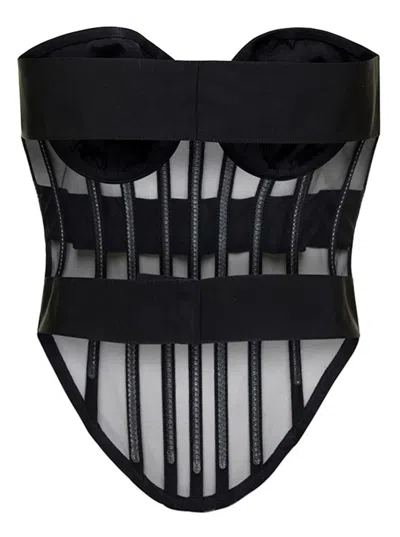 Shop Dolce & Gabbana Black Corset Top With Boning And Sweetheart Neckline In Polyamide Woman