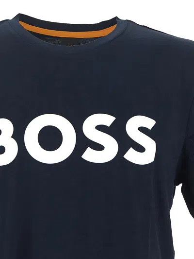 Shop Hugo Boss Logo T-shirt In Blue