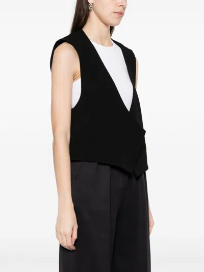 Shop Ami Alexandre Mattiussi Open-front Wool Waistcoat In Black