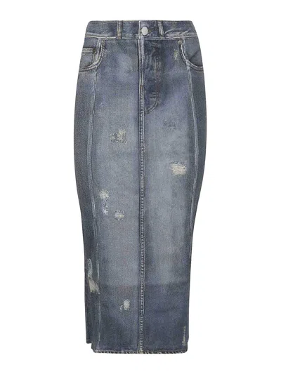 Shop Acne Studios Denim Effect Midi Skirt In Dark Wash