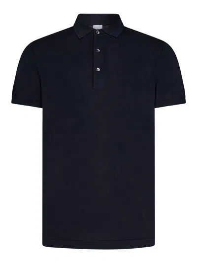 Shop Aspesi Cotton Knit Polo Shirt In Blue