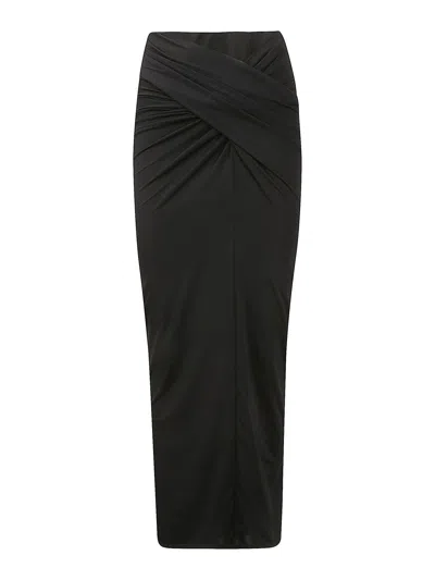 16arlington Berretta Draped Jersey Midi Skirt In Black