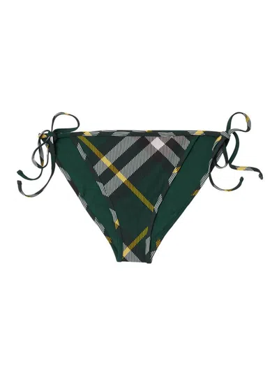 Burberry Dark Green Checked Bikini Briefs In Black