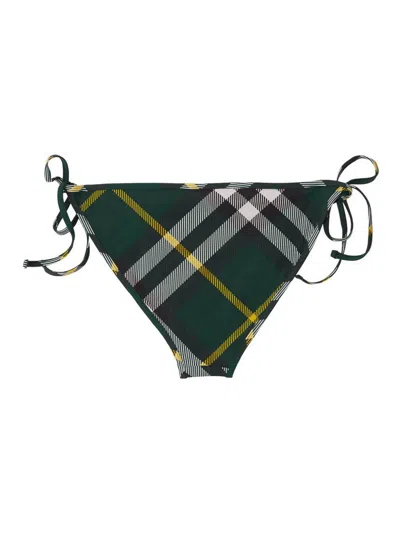 Burberry Dark Green Checked Bikini Briefs In Black