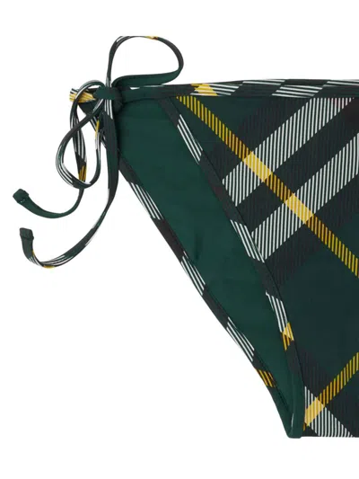 Burberry Dark Green Checked Bikini Briefs In Black