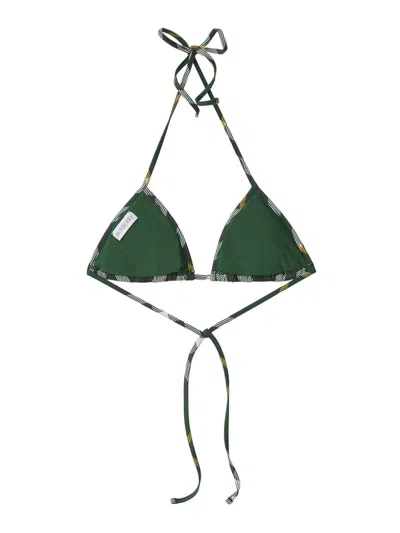 Burberry Check Lycra Triangle Bikini Top In Black