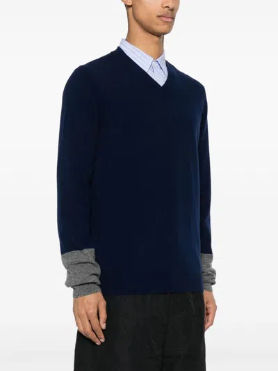 Shop Comme Des Garçons Knitted Wool Sweater In Grey
