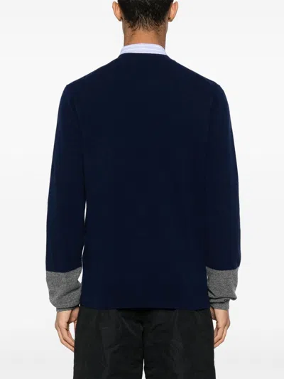 Shop Comme Des Garçons Knitted Wool Sweater In Grey