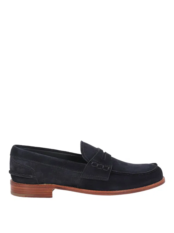 Church#39;s almond-toe suede loafers - Blue