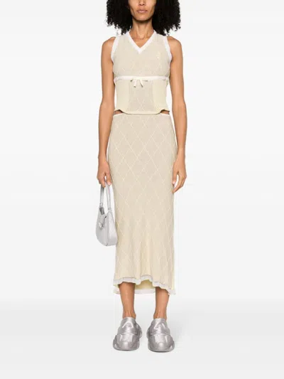 Shop Cormio Katrine Floral-knit Midi Dress In Light Beige