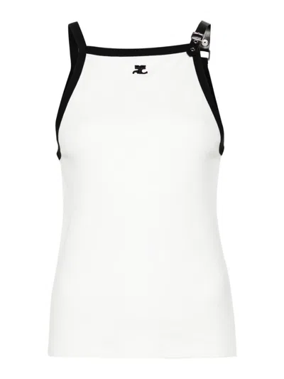 Shop Courrèges Top - Blanco In White