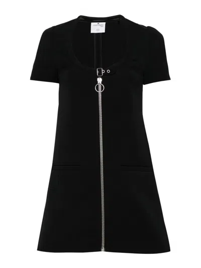 Courrèges Knee Length Dress Patch Pockets In Black