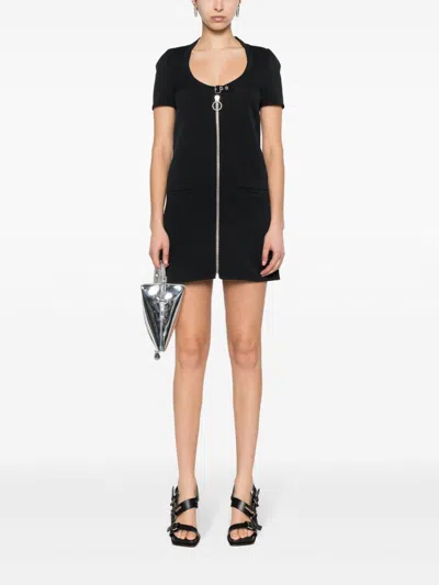 Courrèges Knee Length Dress Patch Pockets In Black