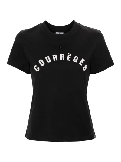 Shop Courrèges Ac Straight Cotton T-shirt In Black