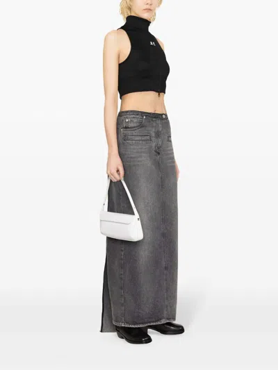 Courrèges Ribbed Vest With Contrasting Color Logo On The Front In Black