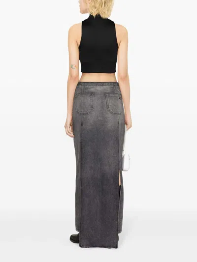 Courrèges Ribbed Vest With Contrasting Color Logo On The Front In Black