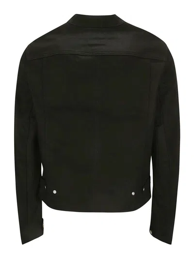 Shop Courrèges Denim Biker Jacket In Black