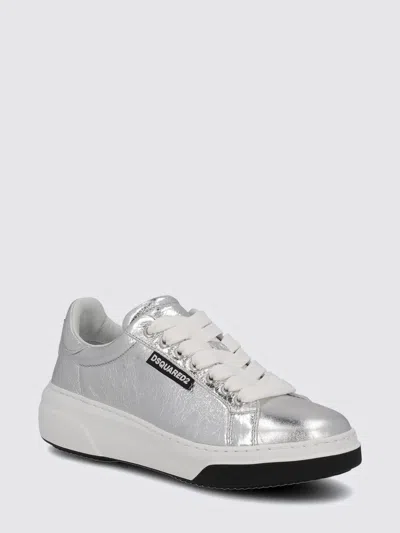 Shop Dsquared2 Sneakers In Laminated Crackle In Silver