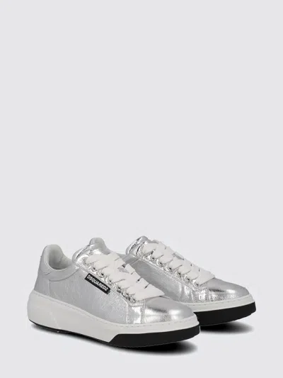 Shop Dsquared2 Sneakers In Laminated Crackle In Silver