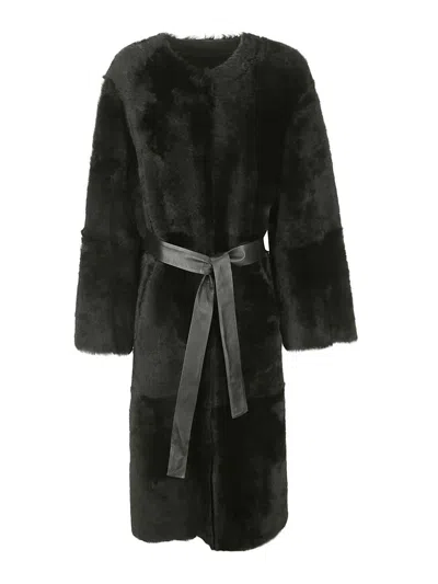 Shop Desa 1972 Reversible Shearling Coat In Black