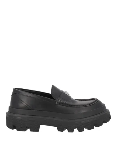 Shop Dolce & Gabbana Loafers In Leather In Black