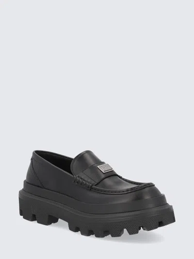 Shop Dolce & Gabbana Loafers In Leather In Black